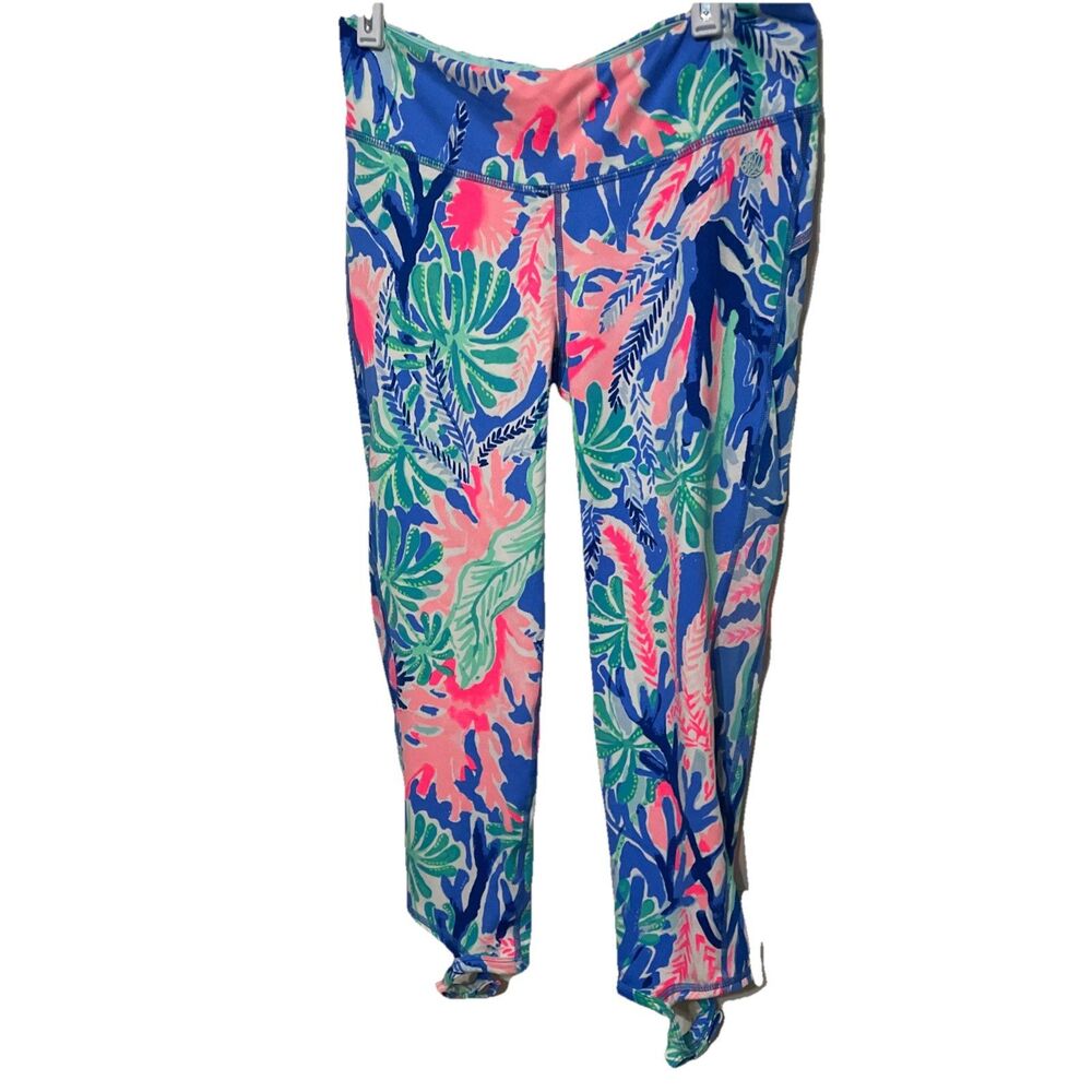 Lilly Pulitzer Luxletic Gemma Weekender Cropped Leggings Sz M Coastal